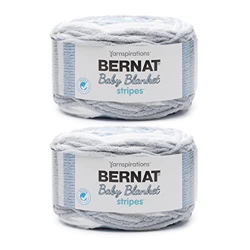 Image of Bernat Baby Blanket Stripes Yarn for Crocheting, Above The Clouds, 2-Pack