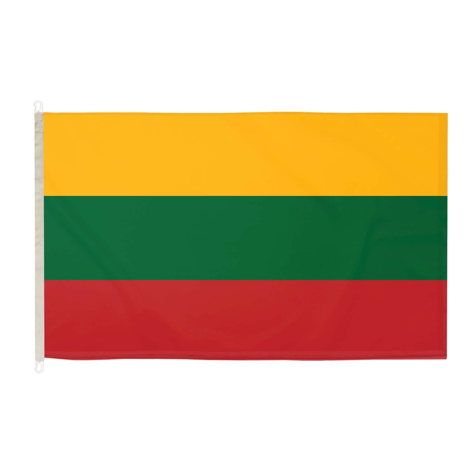 Lot 5 drapeaux lituaniens 1,5 x 0,9 m : grand pavillon Lituanie avec clips