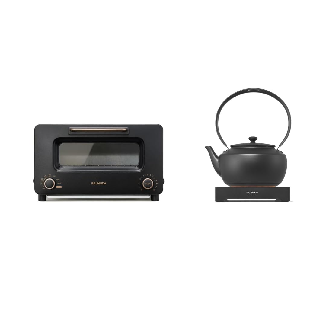 BALMUDA Combo Pack in Black | The Toaster Pro & MoonKettle | Steam Toaster & Electric Kettle with Temp Control