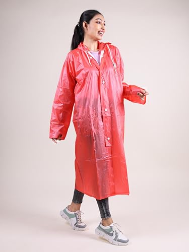 Image of Rupa Rainsuit Women Waterproof PVC Raincoat with Hood & Carry Bag | Lightweight Rainwear for Women with Front Zip | Solid Color | Standard Length | Pack of 1