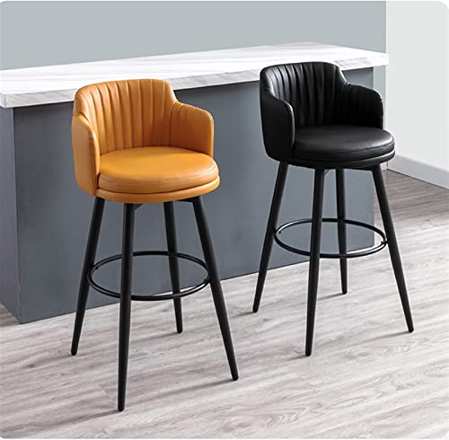 26 Inches High Barstools Swivel Bar Stools Set Of 3 With Low Back Kitchen Island Bar Chair, Counter Height With Arms, Nappa Leather Pedal Chrome Upholstered Seat, For Bars, Breakfast, Lounge, Pubs #TOP3