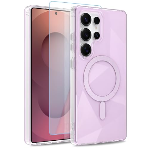 Image of Magnetic Case for Samsung Galaxy S25 Ultra [Compatible with Magsafe] [Anti-Yellowing] [1 Screen Protector] Shockproof Slim Iridescent Sparkly Case for Galaxy S25 Ultra 6.9 inch, Pink