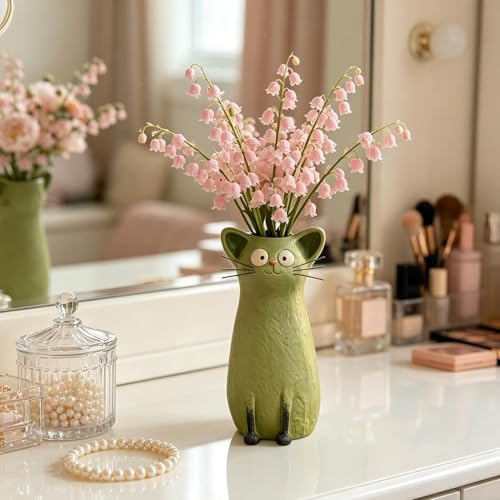 Jarrón de gato de resina resistente como centro de mesa decorativa duradero 3