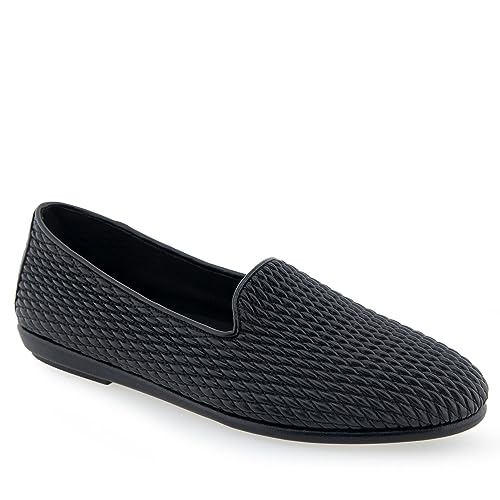 Aerosoles Women's Betunia Loafer, Black Mini Diamond Quilted PU, 6.5 Wide