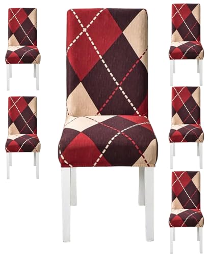 Image of Styleys Chair Covers for Dining Room, Stretch Dining Chair Cover, Washable Spandex Kitchen Chair Slipcovers (Set of 6, Rose Blanket Pattern, SD3224)