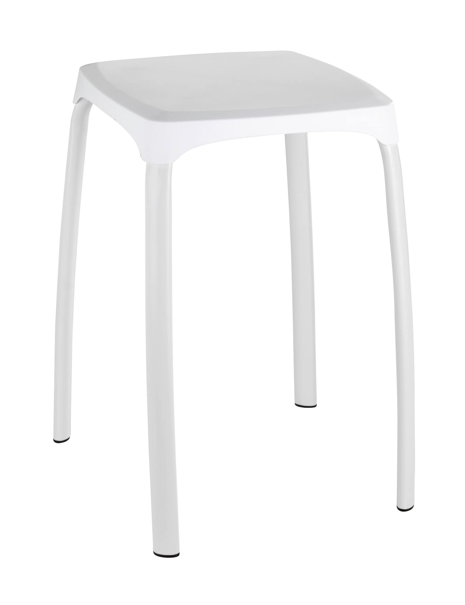 Wenko Losani Taburete para Baño, Plástico, Blanco, 29x29x46 cm