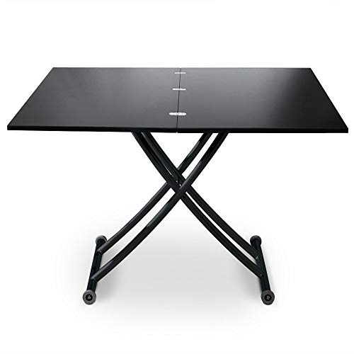 Menzzo B2219S Contemporain Carrera Table Basse Relevable Bois/Métal Noir Carbone 57/100 x...
