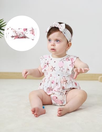 Baby Stretchy Headbands 3Pack Viscose from Bamboo Bow Hairbands Newborn Girls Elastic Bands Hair Accessoriess, Leopard/Rabbit/Star4