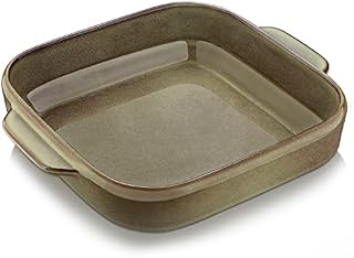 vancasso Emma Glaze Stoneware Square Earth Colour Oven Proof Dish Ideal for Lasagne/Pies/Casserole/Tapas, 26x21.5x6cm