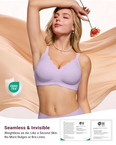 Image of As Fairy Wireless Bras for Women Jelly Push Up Scalloped T-Shirt Bra