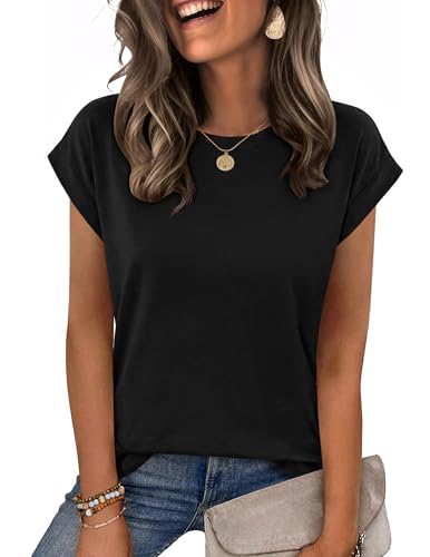 Zeagoo Short Sleeve Shirts for Women Casual Tshirts Shirts Business Dressy Spring Fashion Outfits Trendy Clothes Black