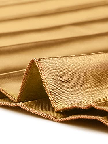 Allegra K Women's Party Elastic Waist Metallic Shiny Accordion Pleated Midi Skirt Large Gold #TOP5