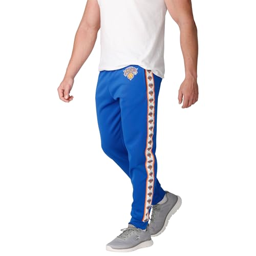 FOCO New York Knicks NBA Mens Stripe Logo Track Pants - L Team Color