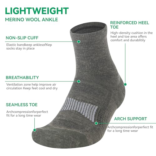 Image of 3 Pairs 90% Merino Wool Ankle Socks, Thin All-Season Casual Soft Breathable for Men Women