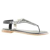 rs 125 sp  Angkorly - Damen Schuhe Sandalen Flip-Flops - T-Spange - Schmuck - Strass Blockabsatz 1 cm - Schwarz RS125 T 36