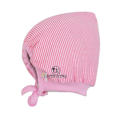 Image of Presents Newborn Baby Strip Print Caps Soft Cotton Hosiery Caps with Double Layer(Pack of 3).