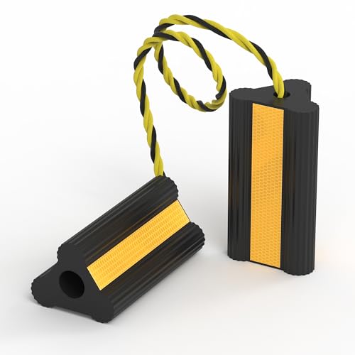 TOWKING Heavy Duty Rubber Wheel Chock, Non-Slip Tire Stopper with Durable Nylon Rope, for Cars, Trucks, RVs, and Aircraft, 1 Pair