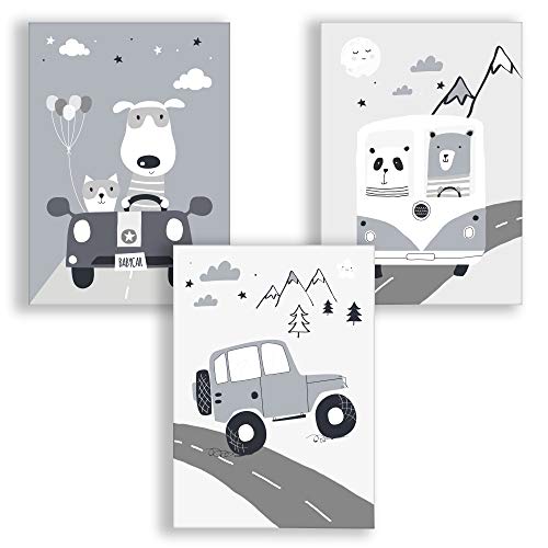 3er-Set DINA4 Poster für Kinderzimmer, Kinderposter, Druck, Wandbilder, Kunstdruck für Bilderrahmen, Baby Poster, Kinder Bilder