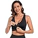 Fapreit Women's Zip Front Closure Sports Bra - Seamless Wirefree Post Surgery Padded Racerback Workout Gym Yoga Bras 2 Pack (Black, Grey)
