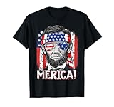 Lincoln 4th of July Merica Abe Boys Men Women American Flag T-Shirt