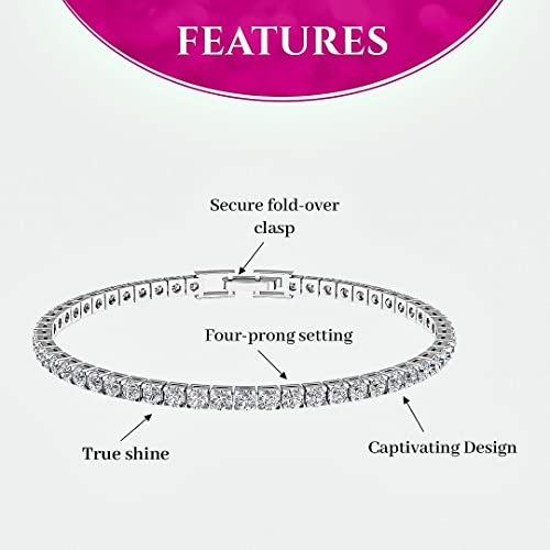 Shop Lc Cubic Zirconia White Tennis Bracelet For Women Jewelry Gifts Stackable Wedding Jewelry For Bride Gifts 8" Ct 6.6 Graduation Gifts #TOP4