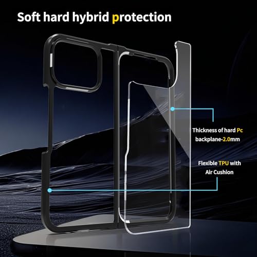 for Pixel 10 Pro Fold Case: Clear Transparent Protective Cover[Anti-Yellowing][Anti-Scratch] for Google Pixel 10 Pro Fold Phone Case-Black by Osophter - Image 3