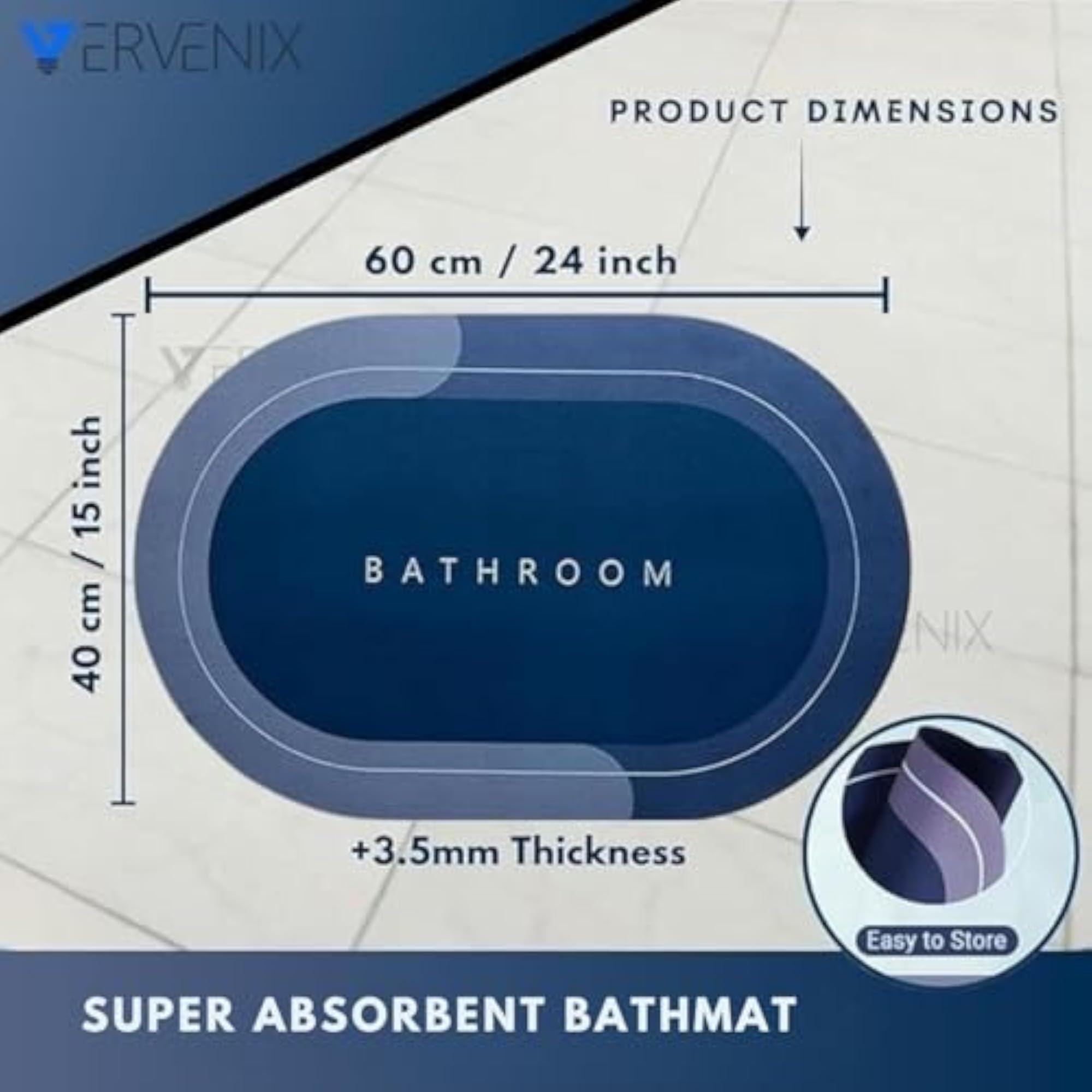 Water Absorbent Anti Slip Bathroom Mat, Soft Floor Rug