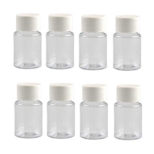 12 PCS 30 ML 1 OZ Plastic Clear Bottles Empty Container with White Screw Cap Solid Powder Case Refillable Storage Holder Sample Jar for Dispense Different Items