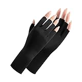 Utaly Women Sunblock Fingerless Gloves Non-slip UV Protection Driving Riding Gloves Summer Outdoor Gloves for Women Girls (Black, Fingerless Gloves)
