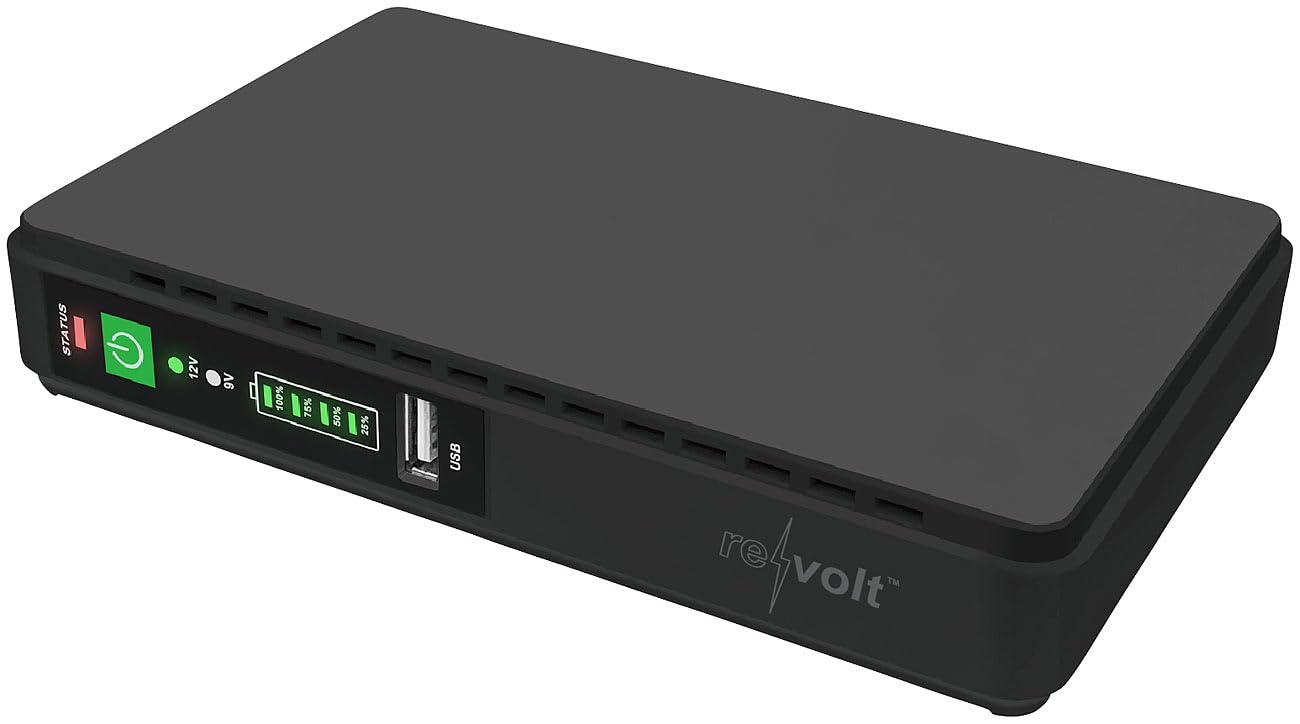 revolt USB c USV: Mini-UPS f. unterbrechungsfr. Stromvers., 8.800 mAh, USB/DC, 2er-Set (USV mit iintegrierter Powerbank, DC, Notstrom)