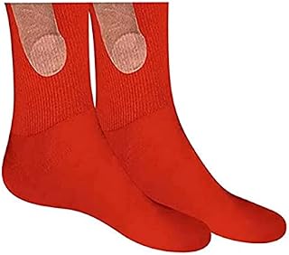 Fun Casual Socks For Men and Women, 1 Pair Show off Socks Funny Pattern Socks Unisex Colorful Casual Cotton Ribbed Knit Half Crew Socks Novelty Gifts for Men Women