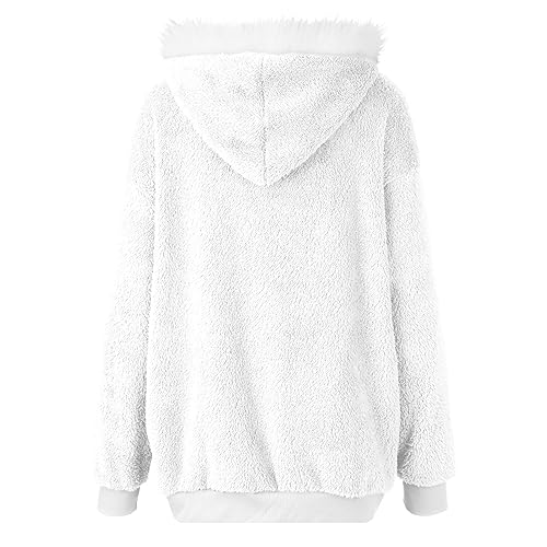 Fuzzy Fleece Jackets for Women Plus Size Hoodies Fall Winter Coats Color Block Patchwork Cardigan Coat with Pockets