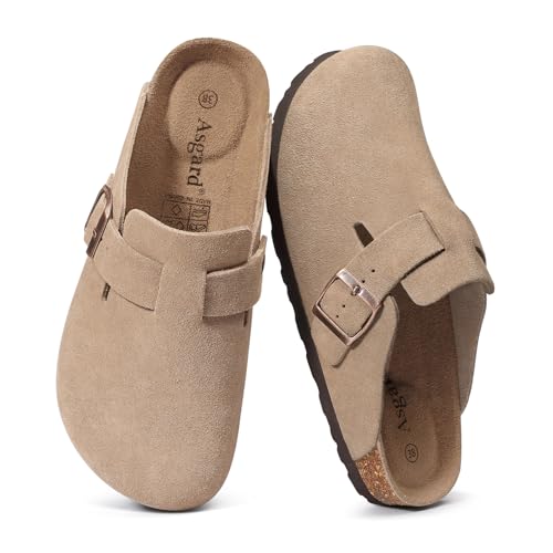 Asgard Women's Suede Clogs Leather Mules Arch Support Potato Shoes