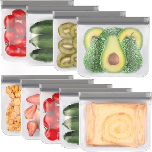 Reusable Freezer Bags, BPA Free Silicone Food Bags, Leakproof Silicone Sandwich Bags, Extra-Thick Reusable Snack Bags For Marinate Meats Snack Fruits Veggies Make-up Toiletries