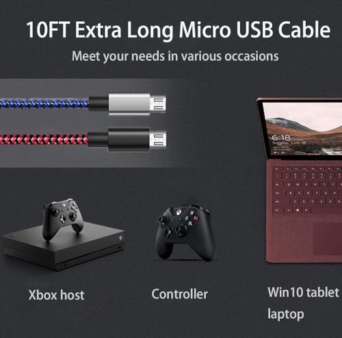 BeyerHiFi Micro USBケーブル PS4 コントローラー 充電コード Xbox One コントローラ 充電ケーブル3M 2本セット Micro USB 3.0急速充電 Sony PS4/Pro/Slim Dualshock 4/DS4 Xbox One X/Sコントローラー PS4 Controller Charger Cable 充電コード