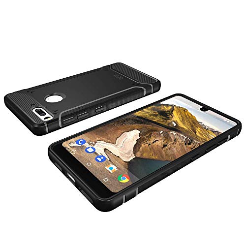 Essential Phone PH-1 Case, TUDIA Carbon Fiber Design Lightweight [TAMM] TPU Bumper Shock Absorption Cover for Essential Phone PH-1 (Black) - Thumbnail 3