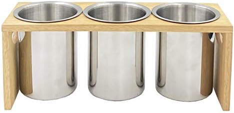Flatware Caddy Stainless Steel Cutlery Holder with Wood Base
