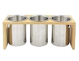 Flatware Caddy Stainless Steel Cutlery Holder with Wood Base