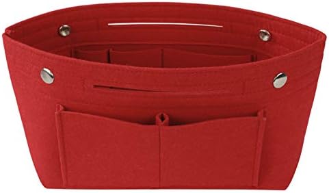 Feltro Organizer da Borsa Donne Interno Borsa Organizer Organizzatore Multiuso Feltro Sacchetto Cosmetico per Borsa Bag in Bag 24 x 16 x 9cm Rosso