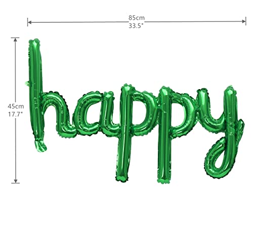 Happy Birthday Balloons Banner 16 Inch Hanging Birthday Balloons 3D Silver Foil Cursive Script Letter Balloons For Kids And Adults Birthday Party Decorations Supplies (Emerald Green) #TOP1