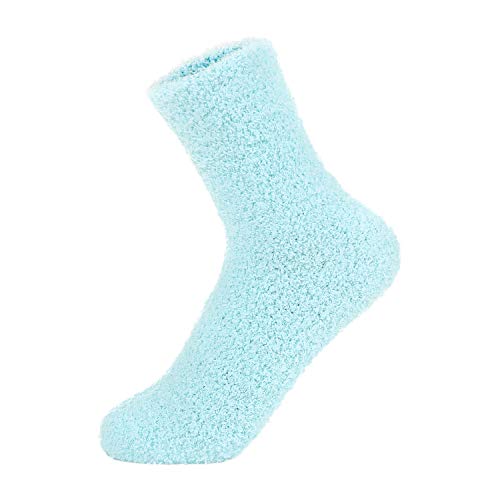 Zando Womens Winter Warm Fuzzy Fluffy Socks Casual Super Soft Crew Sock Microfiber Thick Home Sock Cozy Plush Slipper Sock 5 Pairs Vintage Solid One Size #TOP6