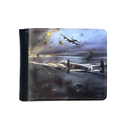 DIYthinker Men's Air Combat The Second World War Ii Airplanes Air Force Smoky Tragic Military Oil Painting Flip Bifold Faux Leather Wallet Multi-Function Card Purse Gift One Size Multicolor
