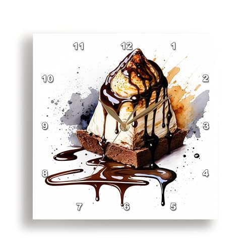 3dRose Wall Clock Silent - 13 inch - Yummy Brownie