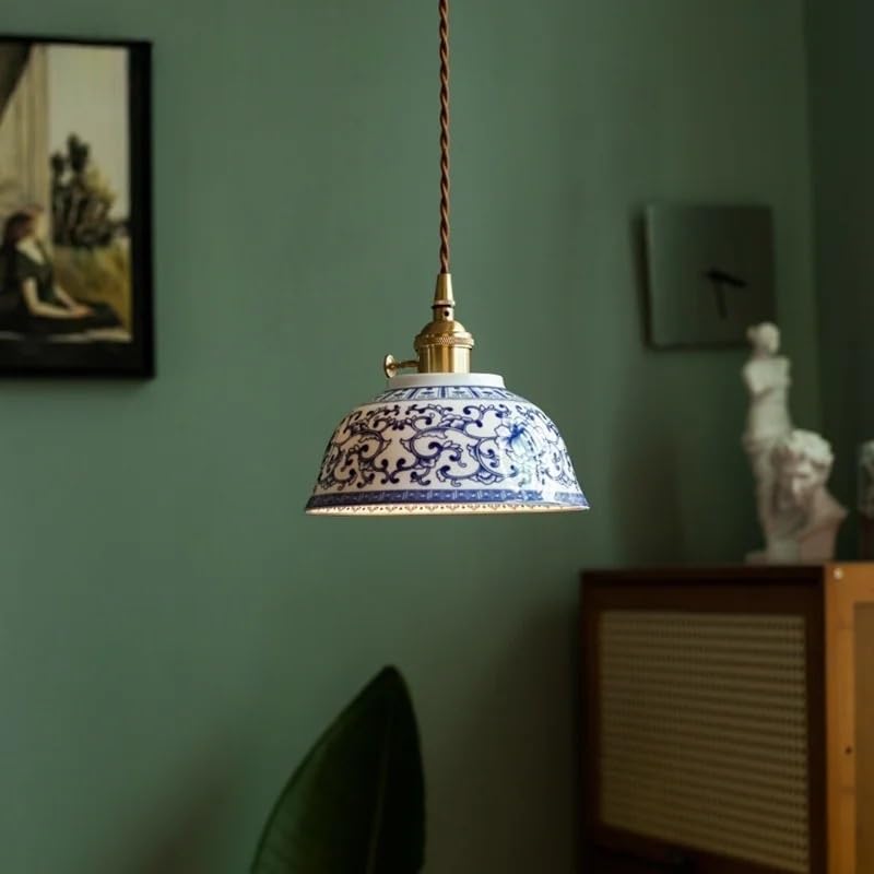 Lustre moderne à pendentif LED céramique et laiton pour salon