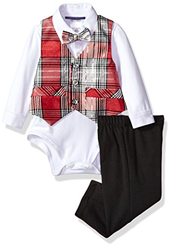 Bonnie Baby Baby Girls Boys' 4 Pc Vested Pant Set, Red/White, 18 Months