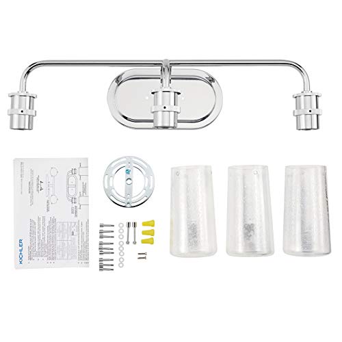 Image of KICHLER Braelyn 24 inch 3 Light Vanity Light with Clear Seeded Glass Chrome