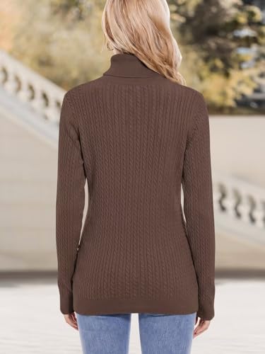 Image of ANFTFH Womens Turtleneck Sweater 2025 Ribbed Knit Top Pullover Sweaters