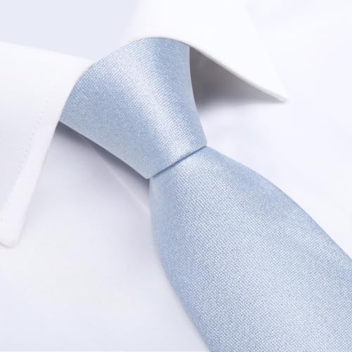 Image of DiBanGu Mens Solid Color Tie and Pocket Square Set Woven Silk Plain Necktie & Handkerchief for Men Wedding Party Formal