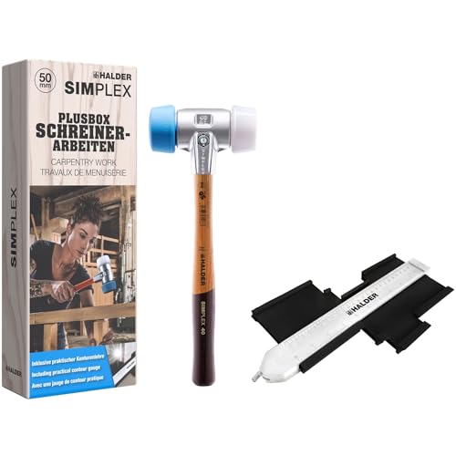 HALDER - Plusbox Schreinerarbeiten, SIMPLEX-Schonhammer, TPE-soft/Superplastik plus Konturenlehre | 3117s004