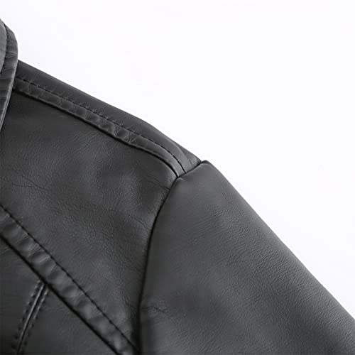 5665 Women Waterproof Pu Leather Jackets, Cropped Stand Collar Zipper Biker Jacket Fitted Pu Cycling Motorcycle Jacket Coats Black #TOP7